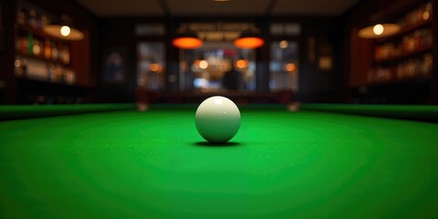 Billiard table with snooker balls and pockets, focusing on shot positioning and table setup
