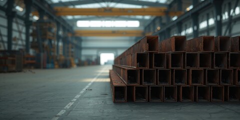 Bunch of rusted steel components stored on warehouse racks, highlighting corrosion risk and material handling