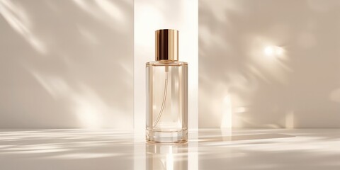 Clear skincare essence water reflecting light and shadows, purity and transparency in beauty routines