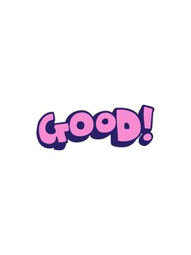 splitting effect animation of cartoon doodle word good