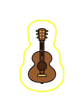 radioactive glowing animation of a traditional brazilian acoustic guitar