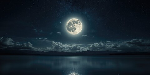 Vector realistic moon on dark sky background serving as editorial header backdrop, World Night Sky Awareness