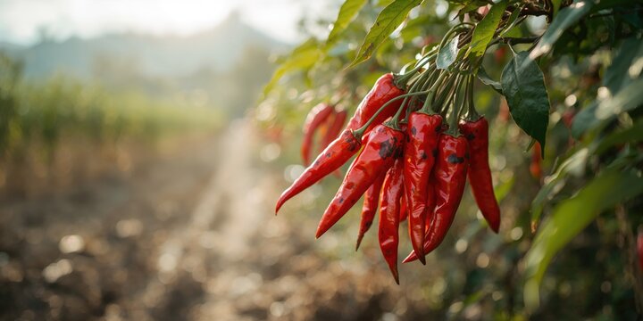 Red chilies showing signs of deterioration with black spots, food quality issue, World Food Safety Day