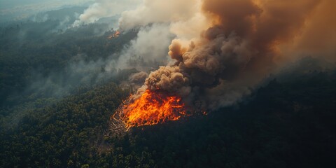 Tropical forest wildfires emit greenhouse gases, contributing to climate change, Earth Day