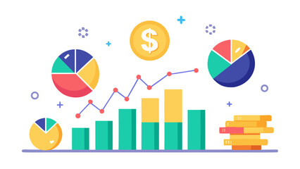 Corporate crisis illustration with declining market trend graphic