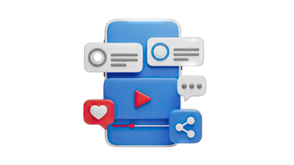 Smartphone Streaming Video with Social Media Icons