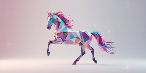 Polygonal horse illustration, angular polygon pattern for graphic design and digital layouts