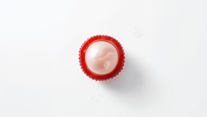 Close-up of a halved red lychee showing its translucent flesh for fruit consumption, highlighting natural hydration and texture, International Day of Fruit