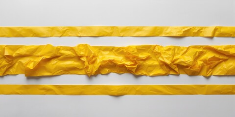 Wrinkled yellow cloth tape arranged in stripes from a top perspective, suitable for background or layout purposes