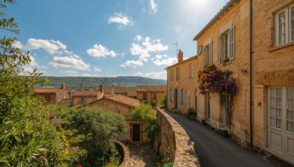 Medieval village in Provence bathed in sunlight, ideal for historical travel themes
