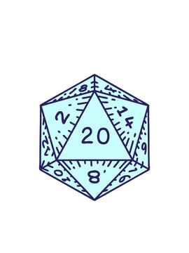 blinking radial lines animation of Retro Tattoo Style D20 dice roll