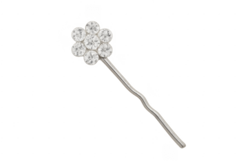 Silver hairpin with sparkling crystal flower design