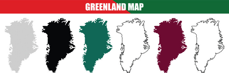Greenland Map Collection with Various Color Schemes © Azizul