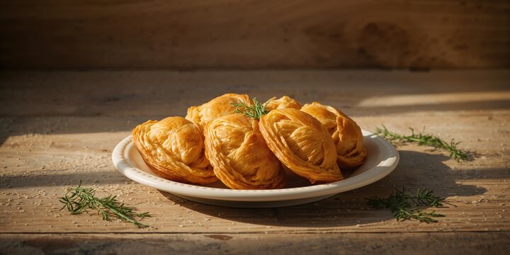 Turkish dill cheese pastry, bread with herb and cheese filling, suitable for bakery display or casual eating