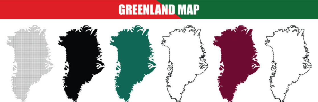 Greenland Map Collection with Various Color Schemes