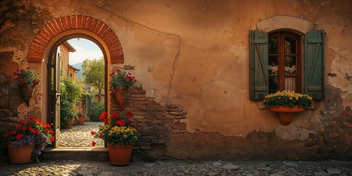 A rustic nook in a village setting featuring wooden furniture and natural light, Earth Day