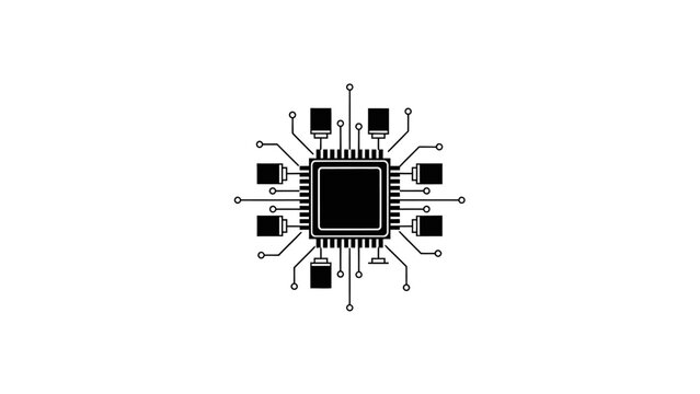 Central Processing Unit Microchip Icon Vector Illustration.