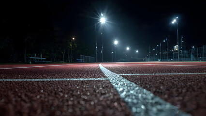 Ultra-realistic image of athlete walking along track during cool-down phase