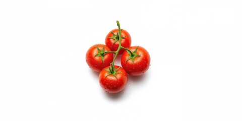 Vivid tomatoes arranged on a white background, designed for layout and branding purposes