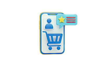 Smartphone with Shopping Cart and Chat Icon