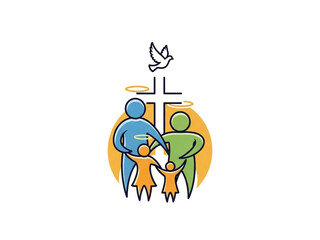 Family Unity Logo with Cross, Dove, and Sun
