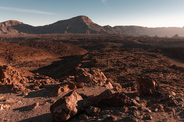 Surreal extra-terrestrial landscape at the Teide National Park, Tenerife, Spain 