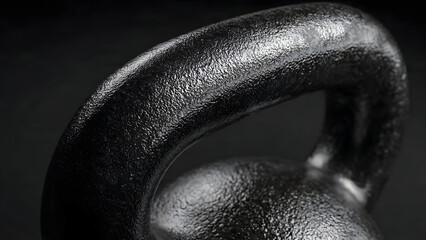Ultra-realistic photograph of kettlebell handle worn smooth from frequent use