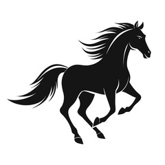 Obraz premium Galloping horse with long flowing mane dynamic running stallion silhouette illustration