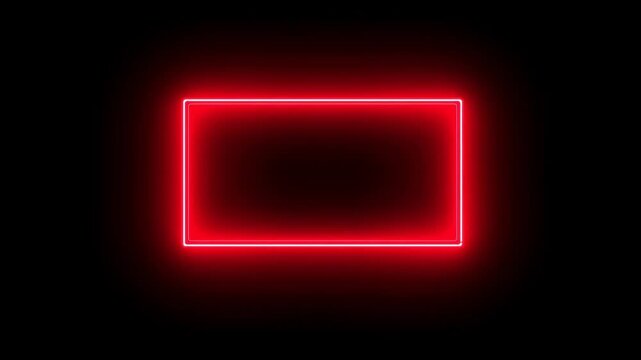 Glowing neon rectangular light animation on black background with progressive frame illumination