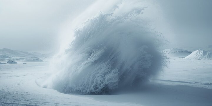 Snowstorm vortex in the Arctic region, highlighting severe polar climate conditions for weather monitoring