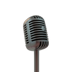 Fototapeta premium Vintage microphone on stand metal microphone retro microphone isolated on a transparent background