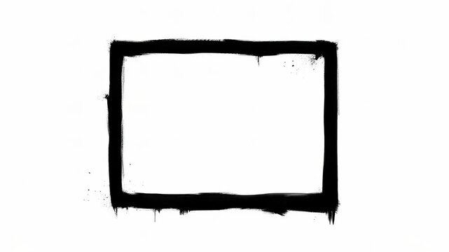 Black ink frame painting progression on white canvas with dynamic brush strokes