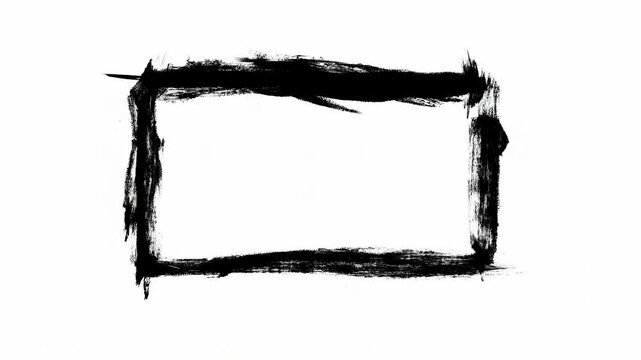 Dynamic brushstroke animation reveals evolving artistic frame with bold black edges