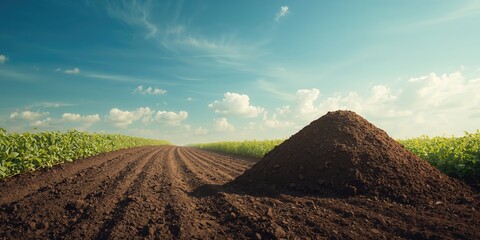 Natural fertilizer manure applied to fields for sustainable agriculture, soil health monitoring, World Soil Day