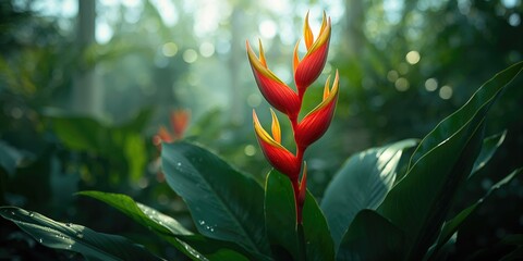 Heliconia L. diverse tropical species with colorful bracts, used in garden design and ecological restoration, World Plant Day