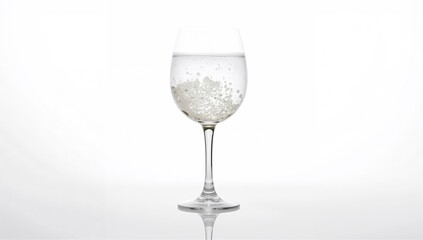 Obraz premium Clear glass of carbonated water placed on a sleek surface, serving as a modern background for beverage presentation