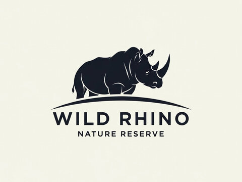 Wild Rhino Nature Reserve Logo &ndash; Minimalist Wildlife Conservation Emblem