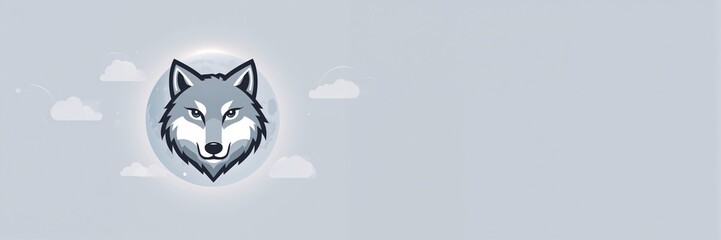 Obraz premium Wolf logo against a moonlit sky, brand identity and nocturnal themes