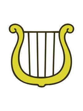 changing color animation of cute cartoon of a golden harp