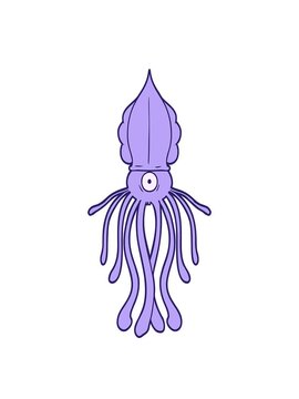 stretching up animation of cartoon squid
