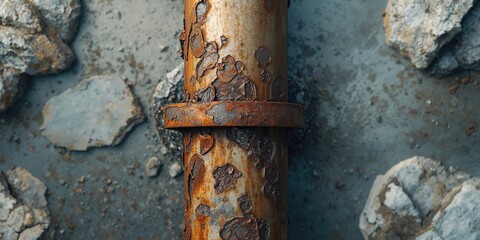 Corroded pipeline segments with scale buildup emphasizing maintenance, water treatment system safety, industrial pipeline repair