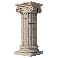 Fototapeta premium White marble ionic column isolated white marble column architecture isolated on a transparent background