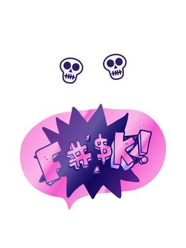 spinning skulls animation of freehand drawn speech bubble cartoon swearword