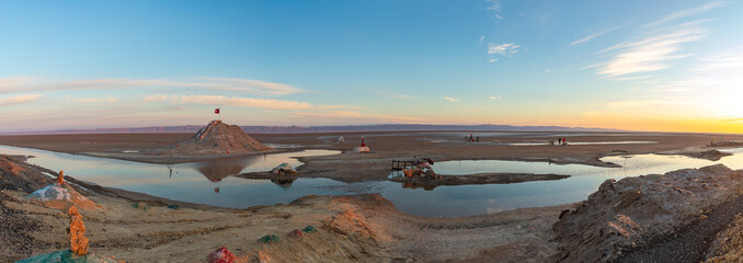 Chott el Djerid Salt Lake at Sunrise Panorama