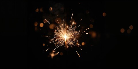 Sparklers igniting with vivid sparks against a night sky, used in fireworks displays