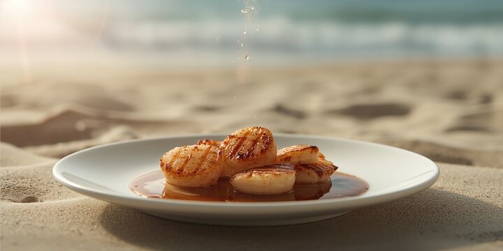 Seafood dish featuring butter-grilled scallops in shells, highlighting cooking technique for food safety