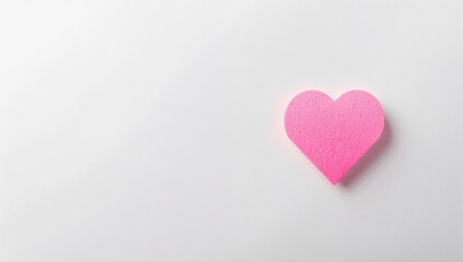 Obraz premium White paper with a neon pink heart on the right, designed as a love-themed layout background