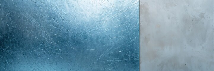 Scratched blue metal surface serving as a textured backdrop for layout projects, material maintenance