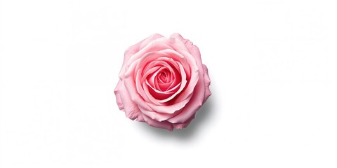 Fototapeta premium Pink rose blossom on a plain white backdrop, highlighting natural beauty, floral photography, garden decor, Earth Day