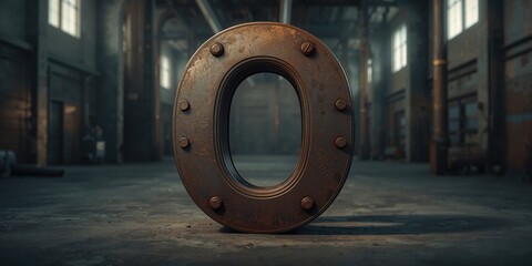 Metal alphabet letter O, part of a signage system emphasizing durability in industrial settings, safety compliance